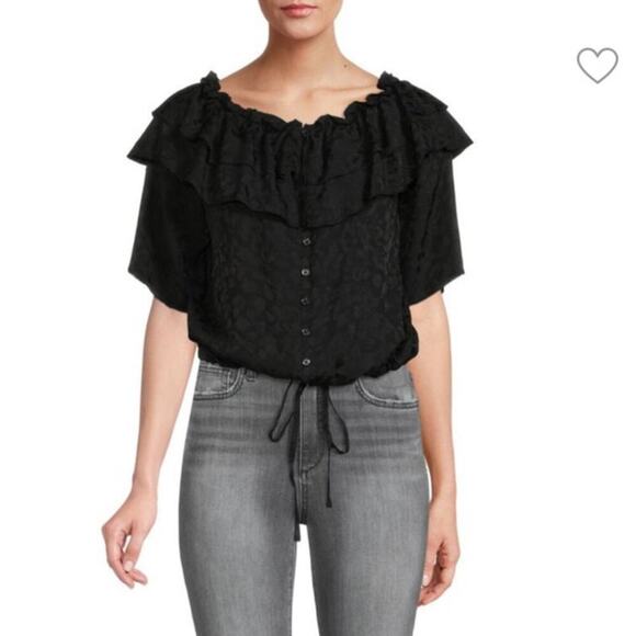 ZADIG & VOLTAIRE Milkmaid Tease Jac Leo Silk Top Size XS - Picture 1 of 6